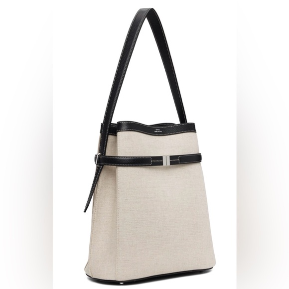 Toteme Belted Backed Bag, Canvas Black Leather - Picture 3 of 17